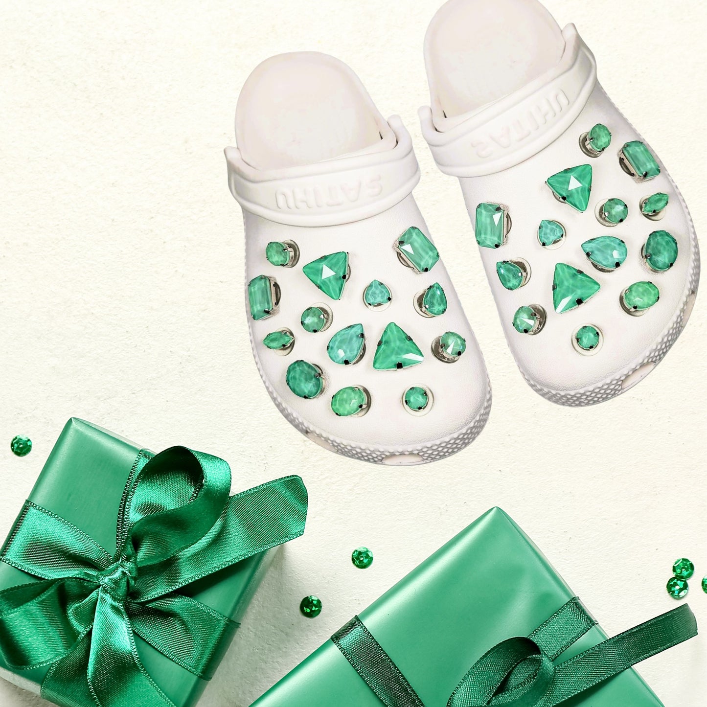 Crocs Charms Light Green Jelly Rhinestones