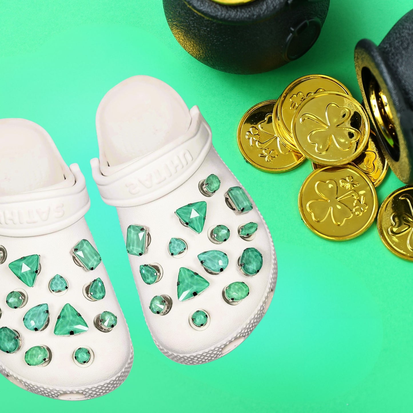 Crocs Charms Light Green Jelly Rhinestones