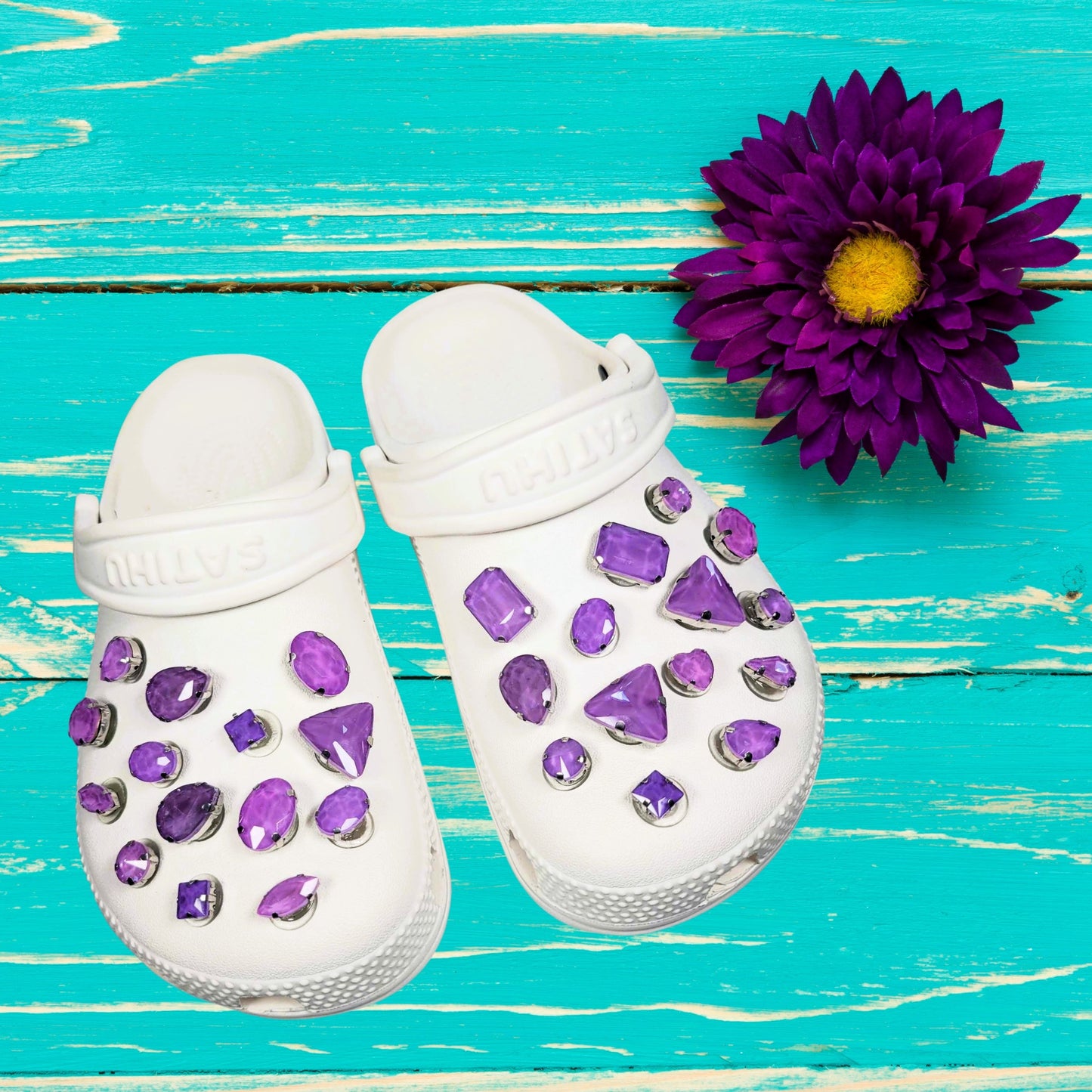 Crocs Charms Purple Jelly Rhinestones