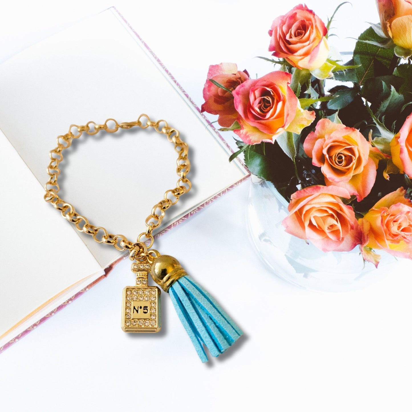 Blue Tassel Perfume Charm Bracelet