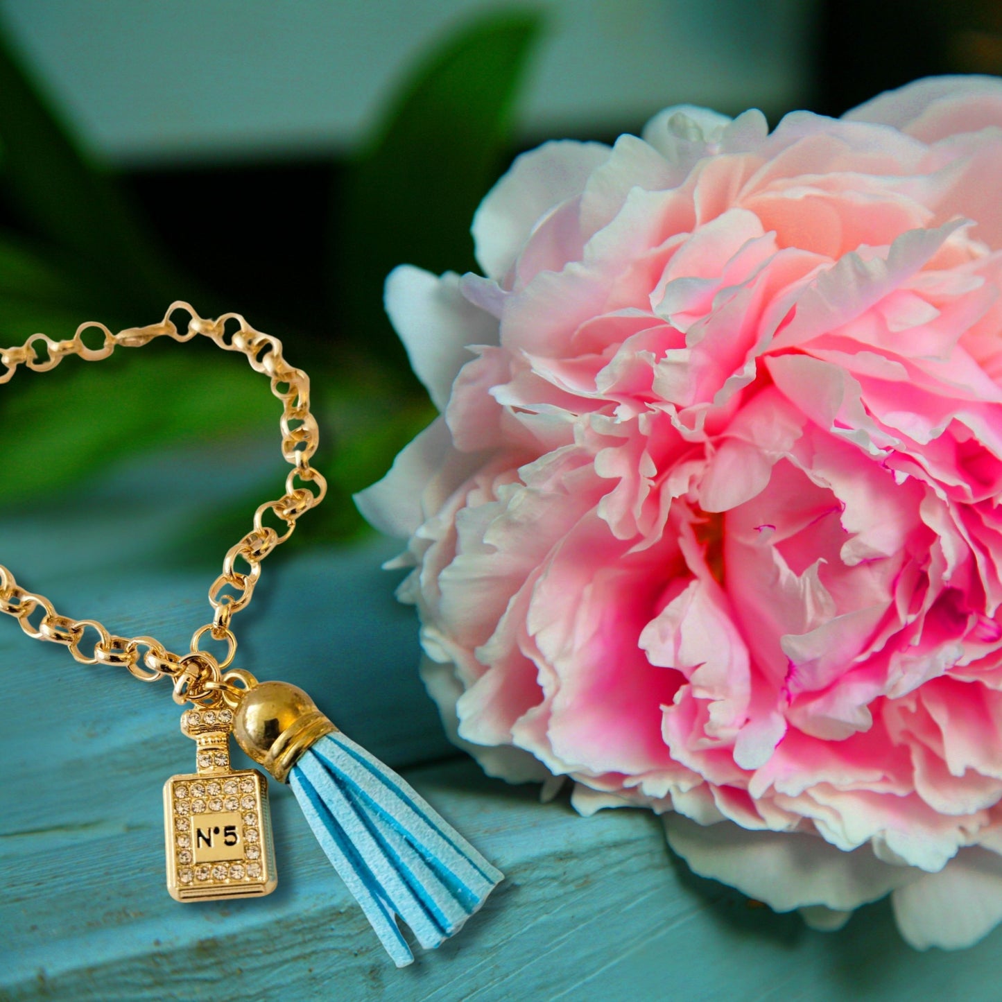 Blue Tassel Perfume Charm Bracelet