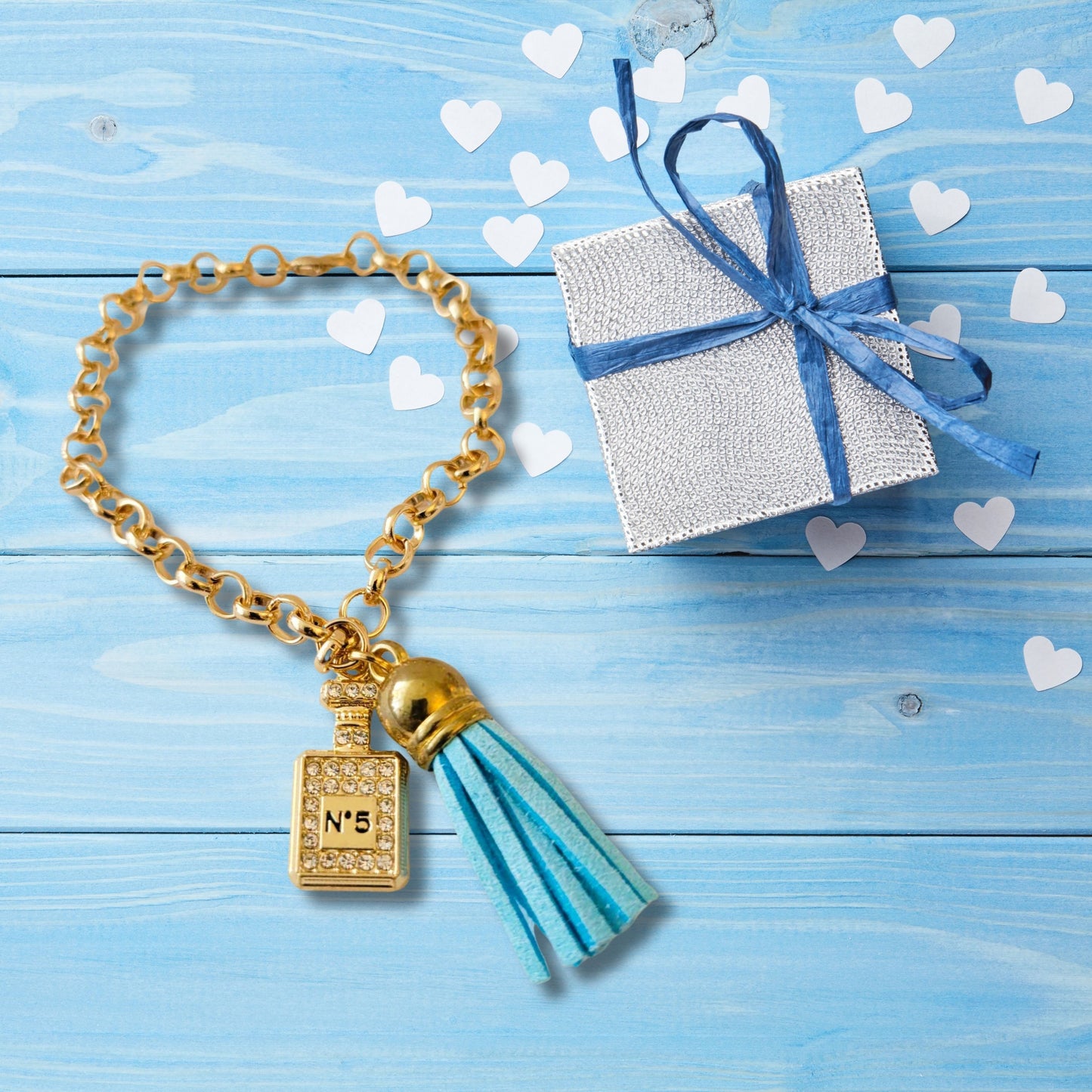Blue Tassel Perfume Charm Bracelet