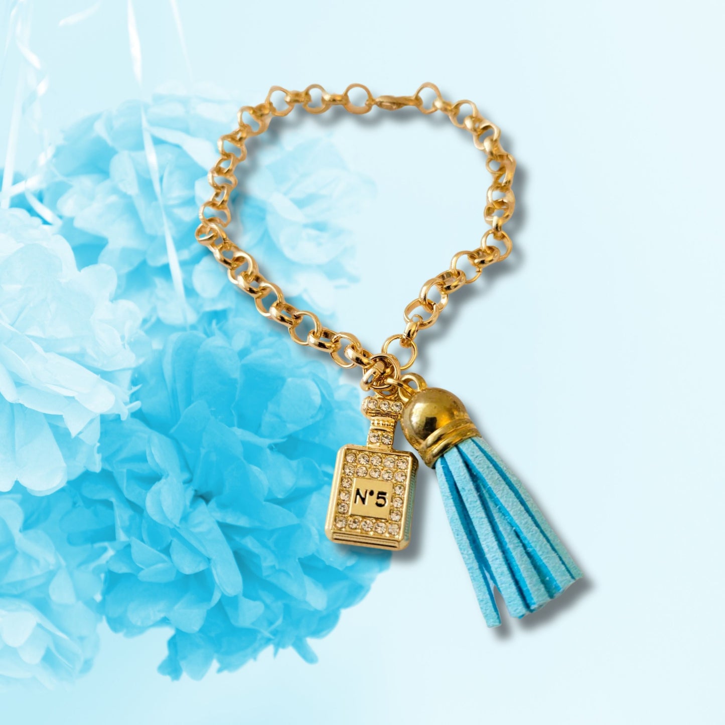 Blue Tassel Perfume Charm Bracelet