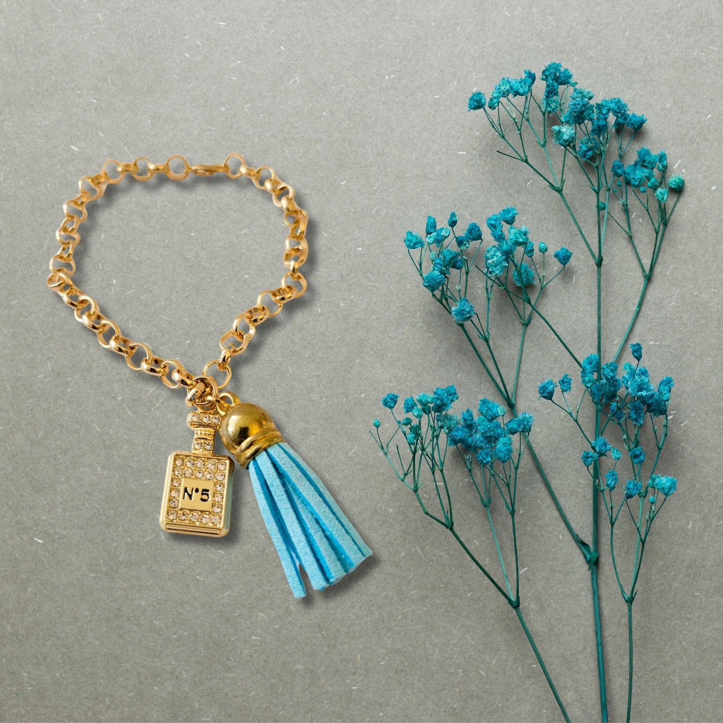 Blue Tassel Perfume Charm Bracelet