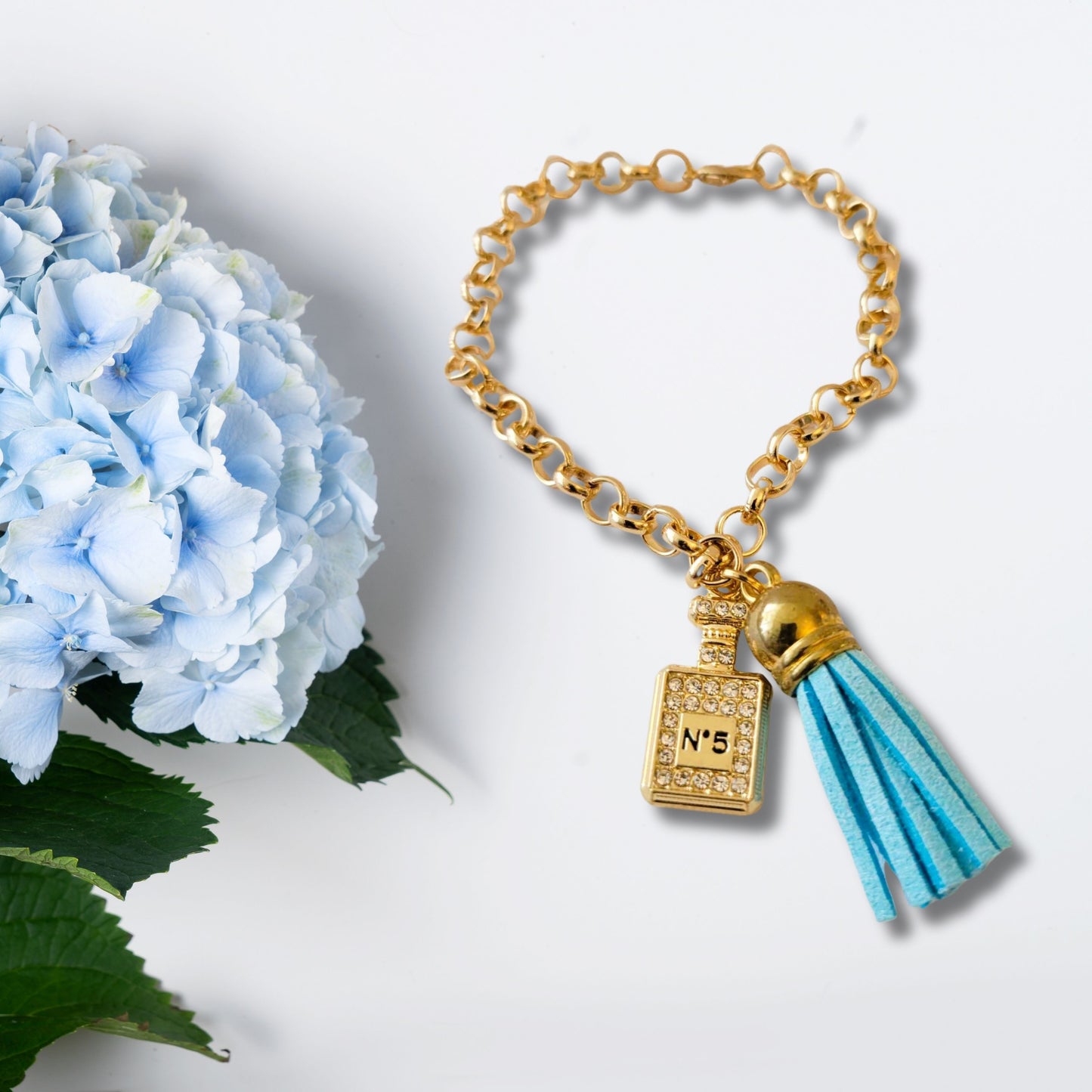 Blue Tassel Perfume Charm Bracelet