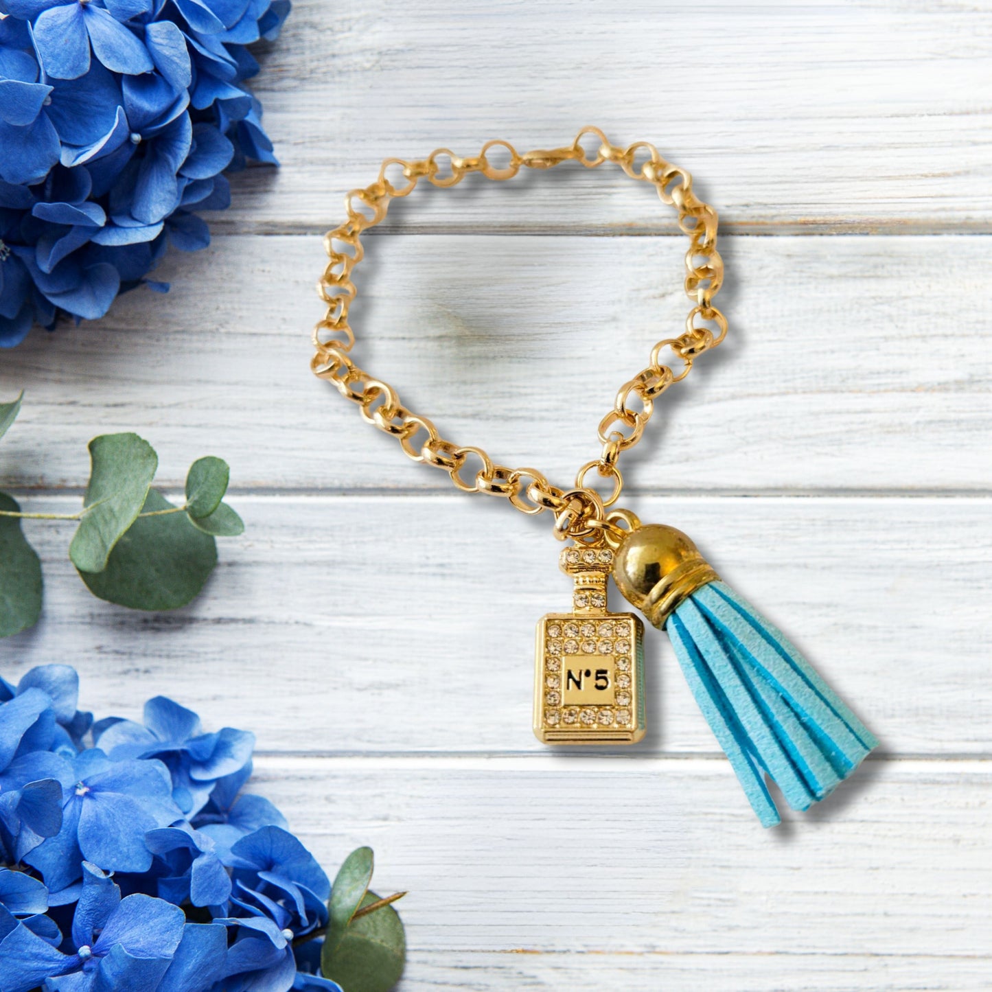 Blue Tassel Perfume Charm Bracelet