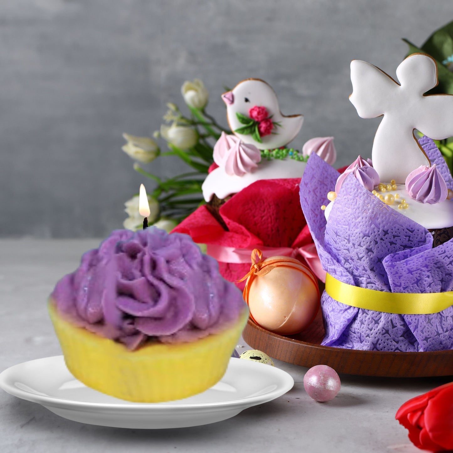 Spring Delights Rainbow Scented Soy Wax Cupcake Candles