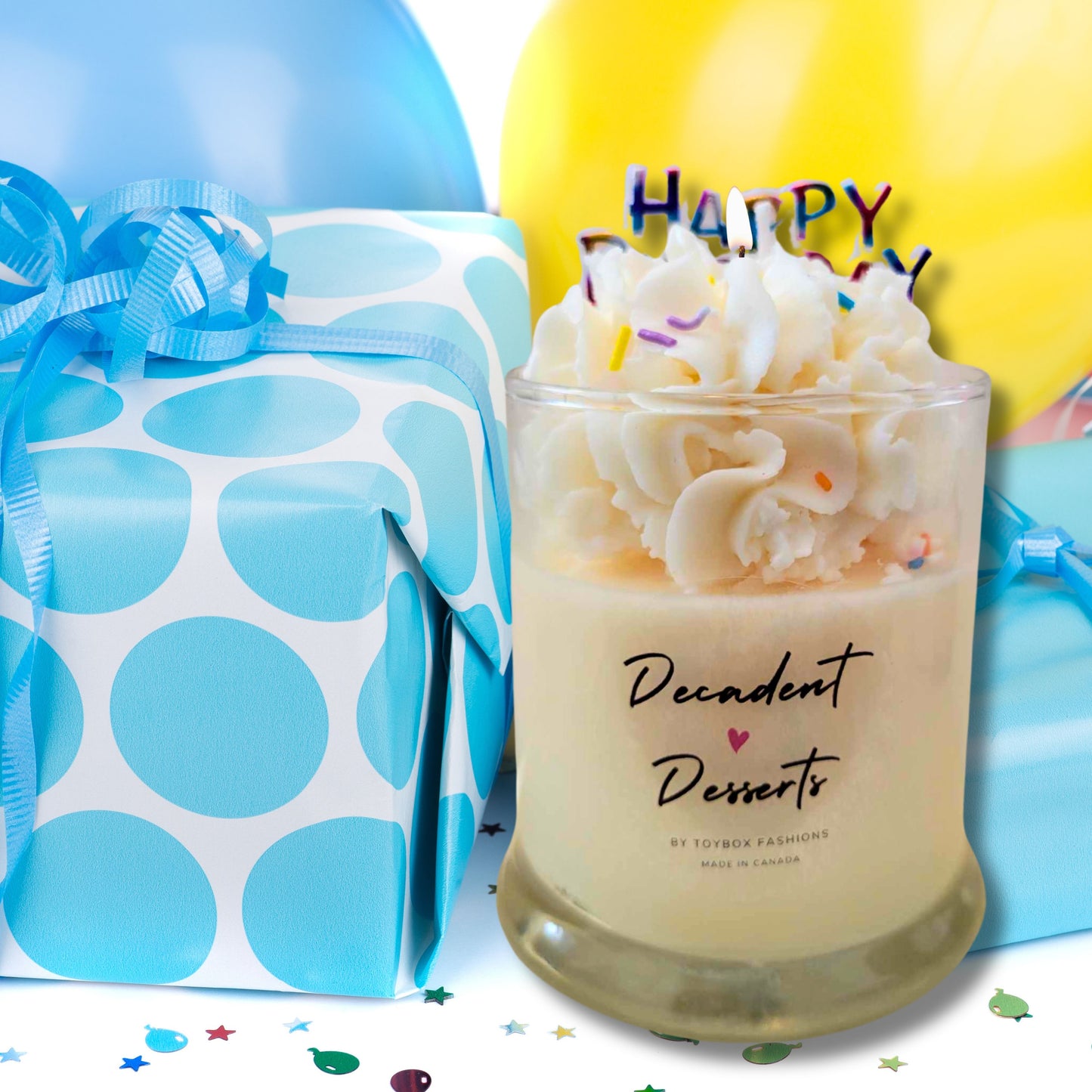 Cafe Delights Confetti Birthday Cake Scented Soy Wax Candles