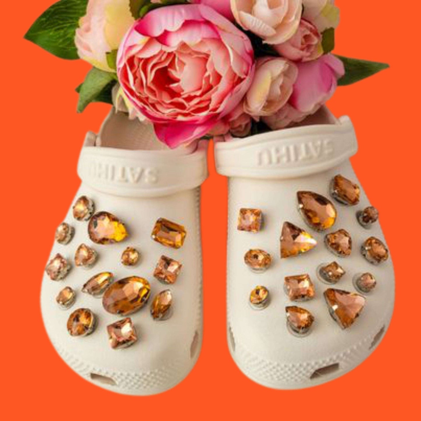Crocs Charms Orange Glass Rhinestone Shoe Charms