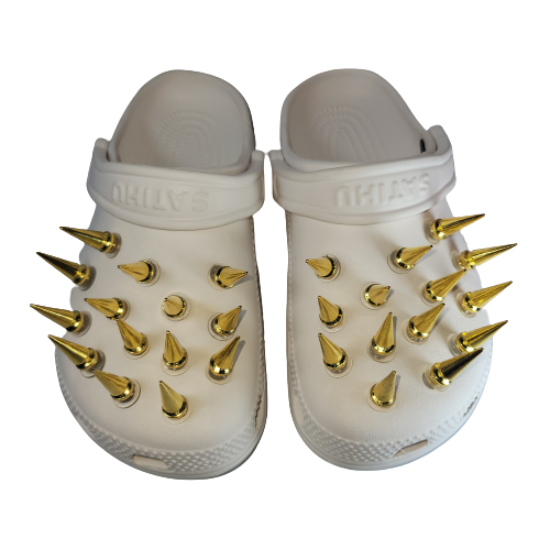 Crocs Charms Large Luxury Gold Metal Stud Fashion Spike Rivets