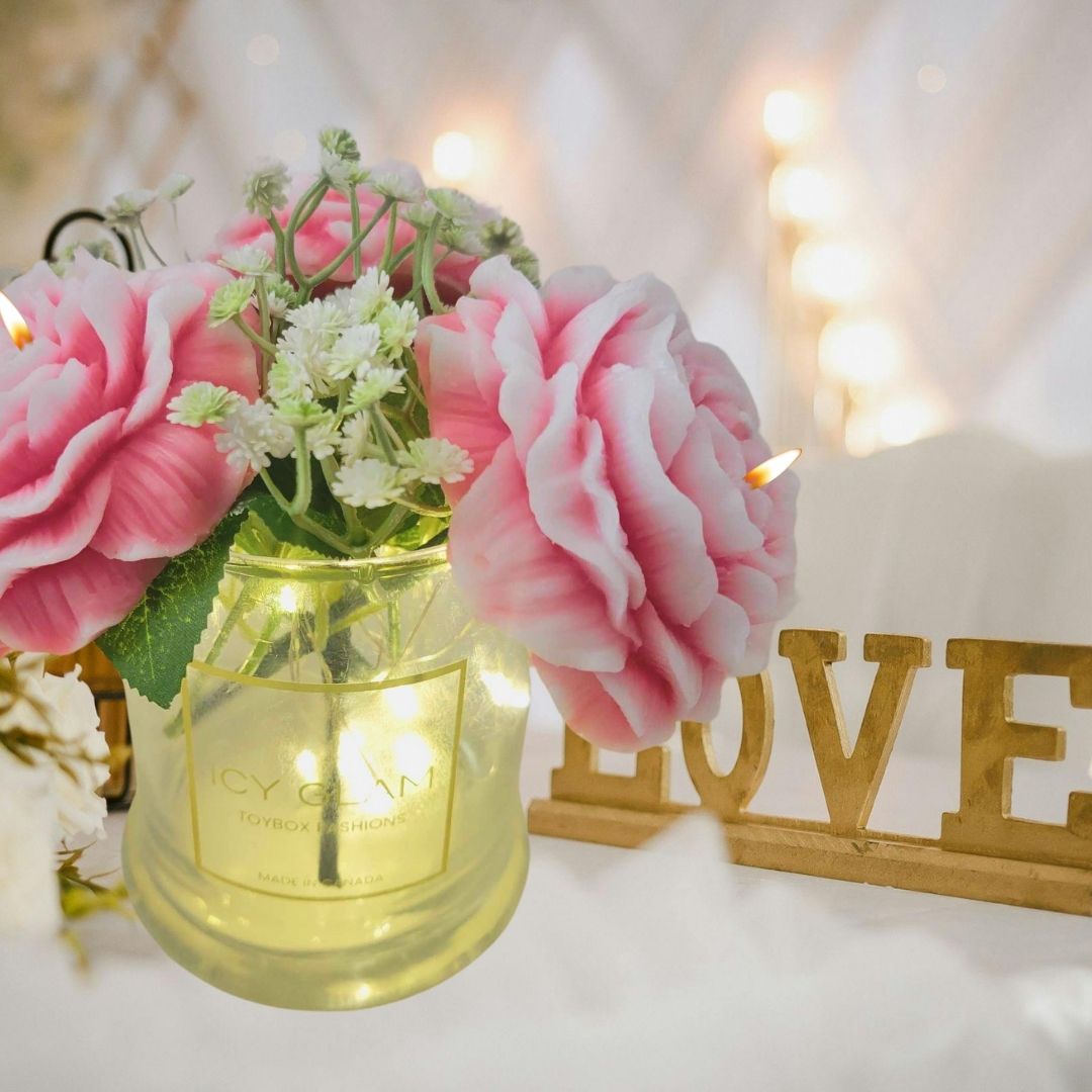 Scented Peony Soy Wax Candle Centerpiece