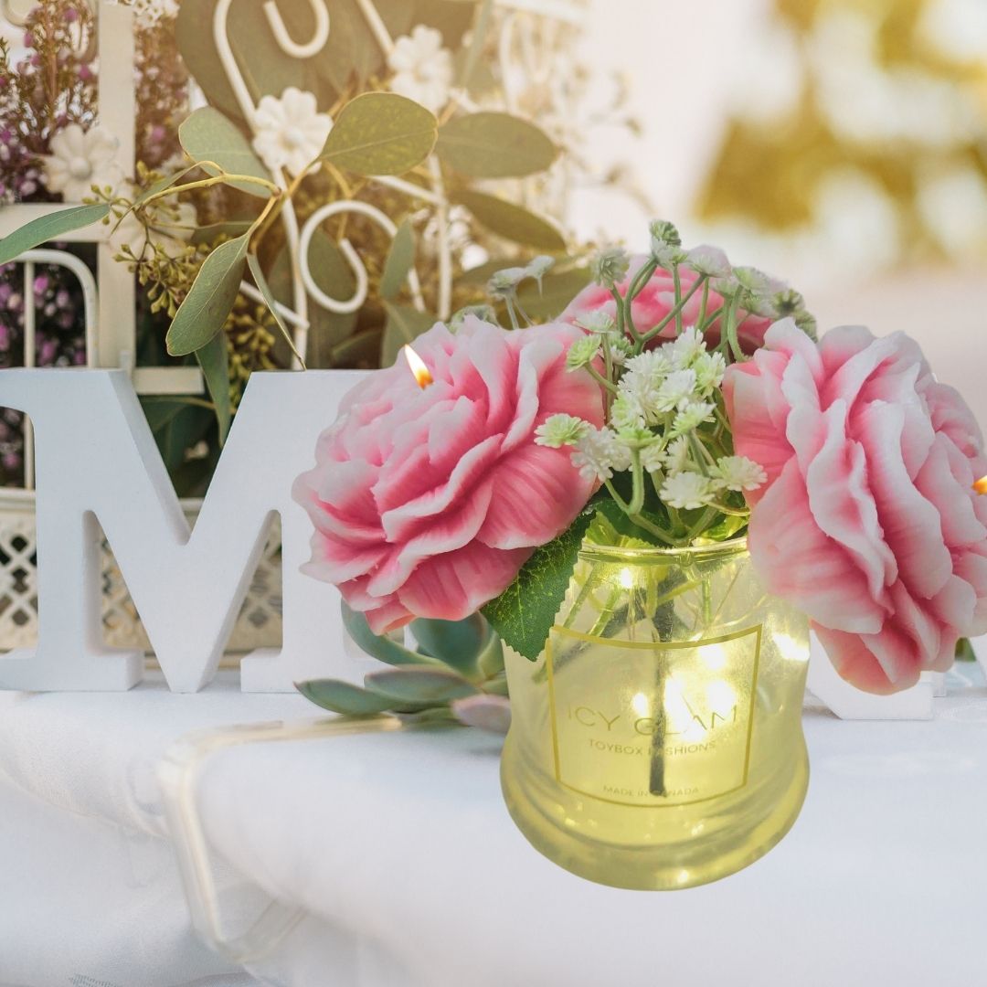 Scented Peony Soy Wax Candle Centerpiece