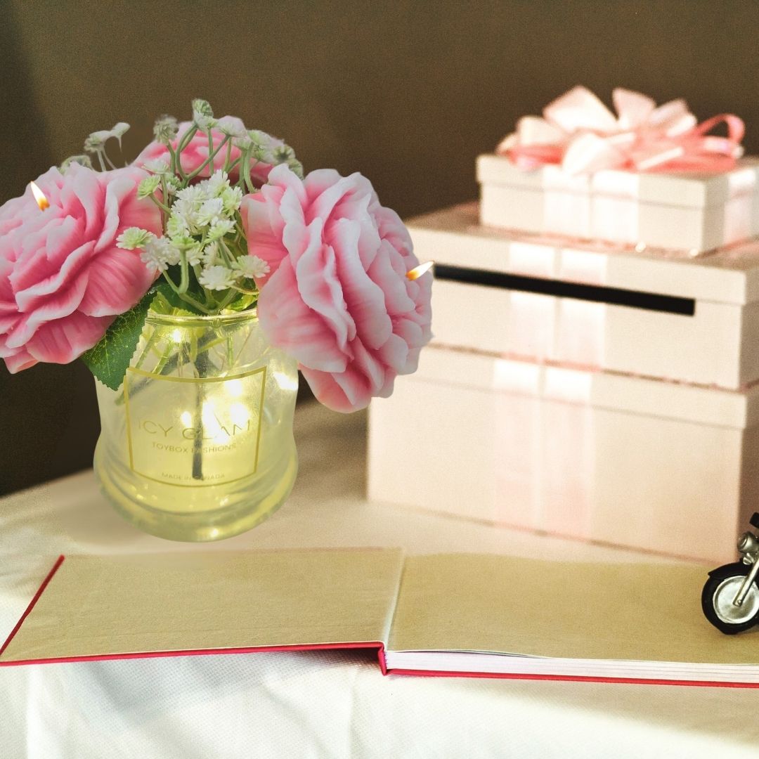 Scented Peony Soy Wax Candle Centerpiece