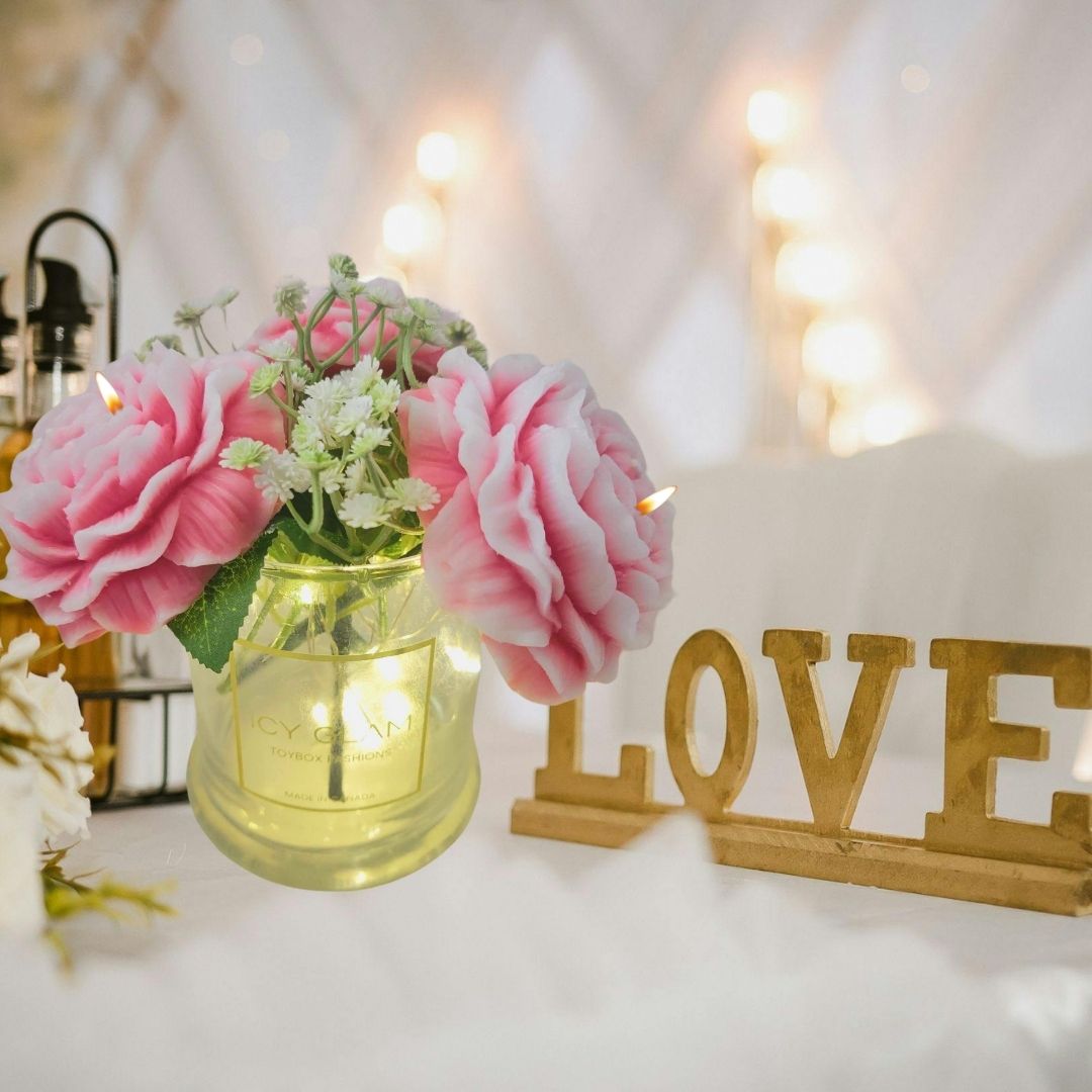 Scented Peony Soy Wax Candle Centerpiece