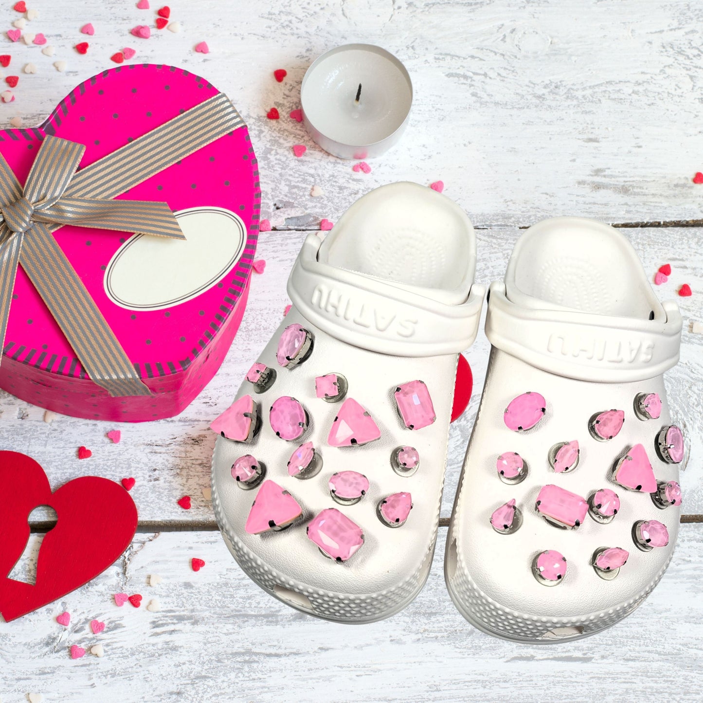 Crocs Charms Light Pink Jelly Rhinestones