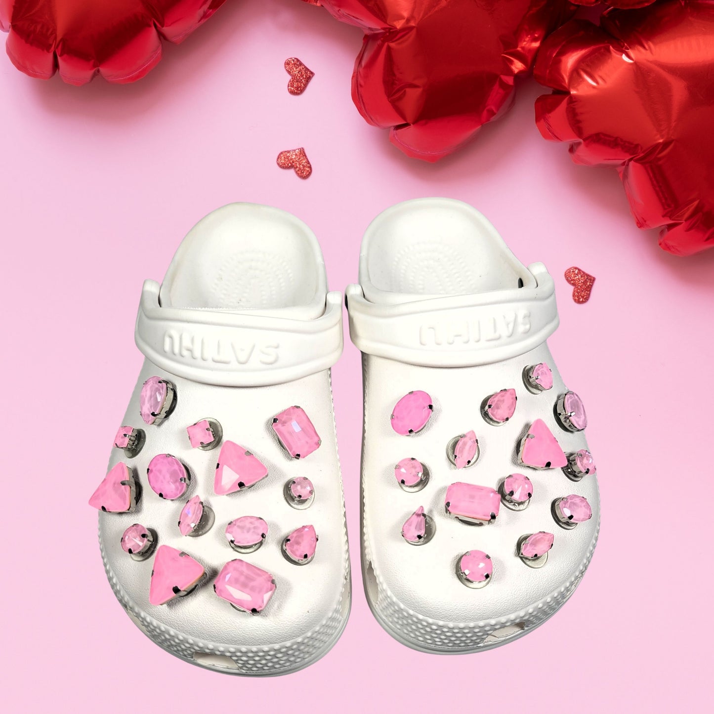 Crocs Charms Light Pink Jelly Rhinestones