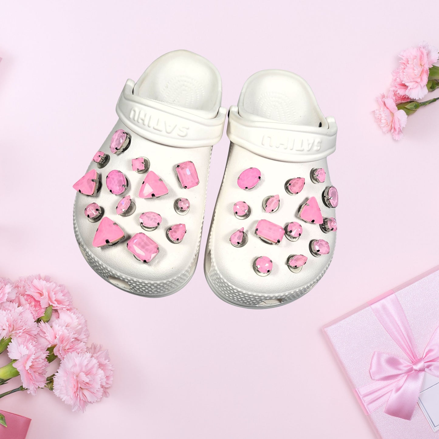 Crocs Charms Light Pink Jelly Rhinestones