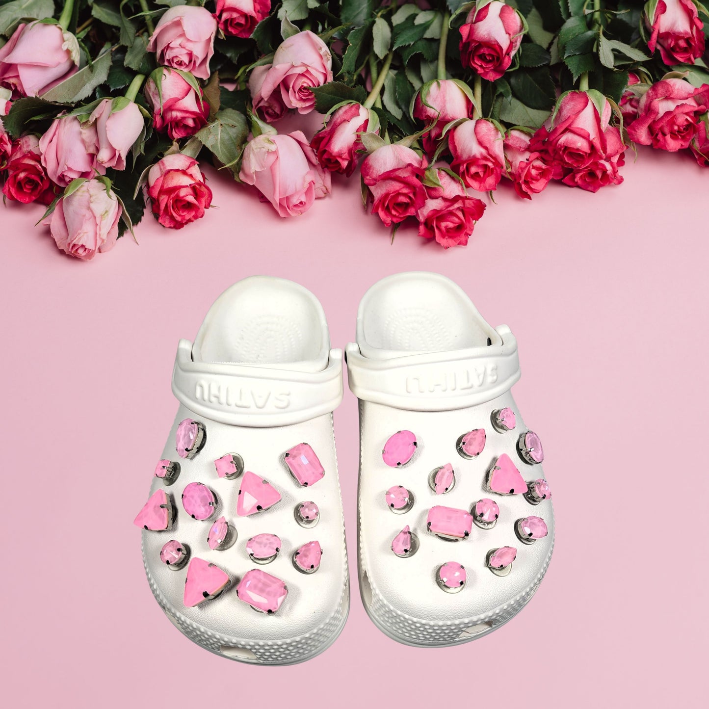 Crocs Charms Light Pink Jelly Rhinestones