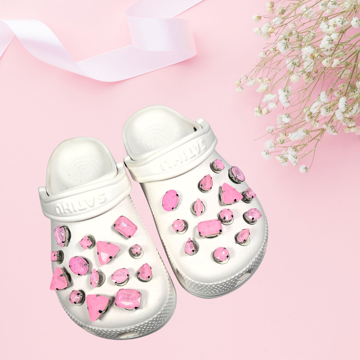 Crocs Charms Light Pink Jelly Rhinestones