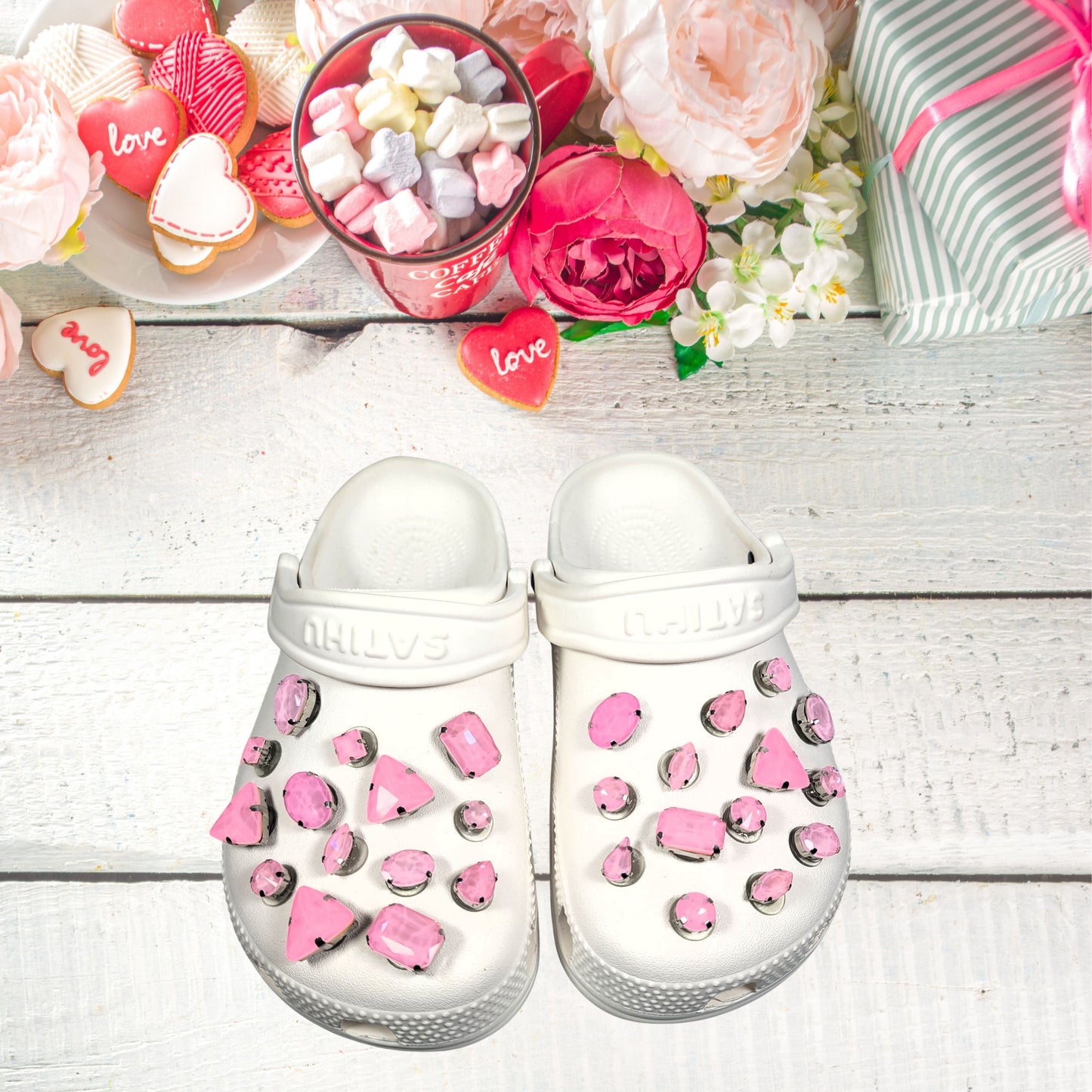 Crocs Charms Light Pink Jelly Rhinestones