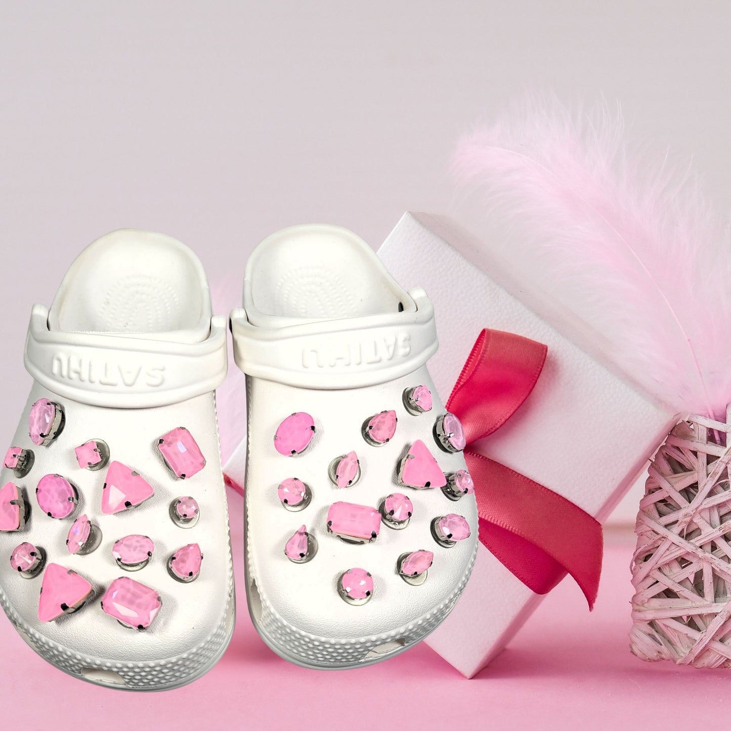 Crocs Charms Light Pink Jelly Rhinestones
