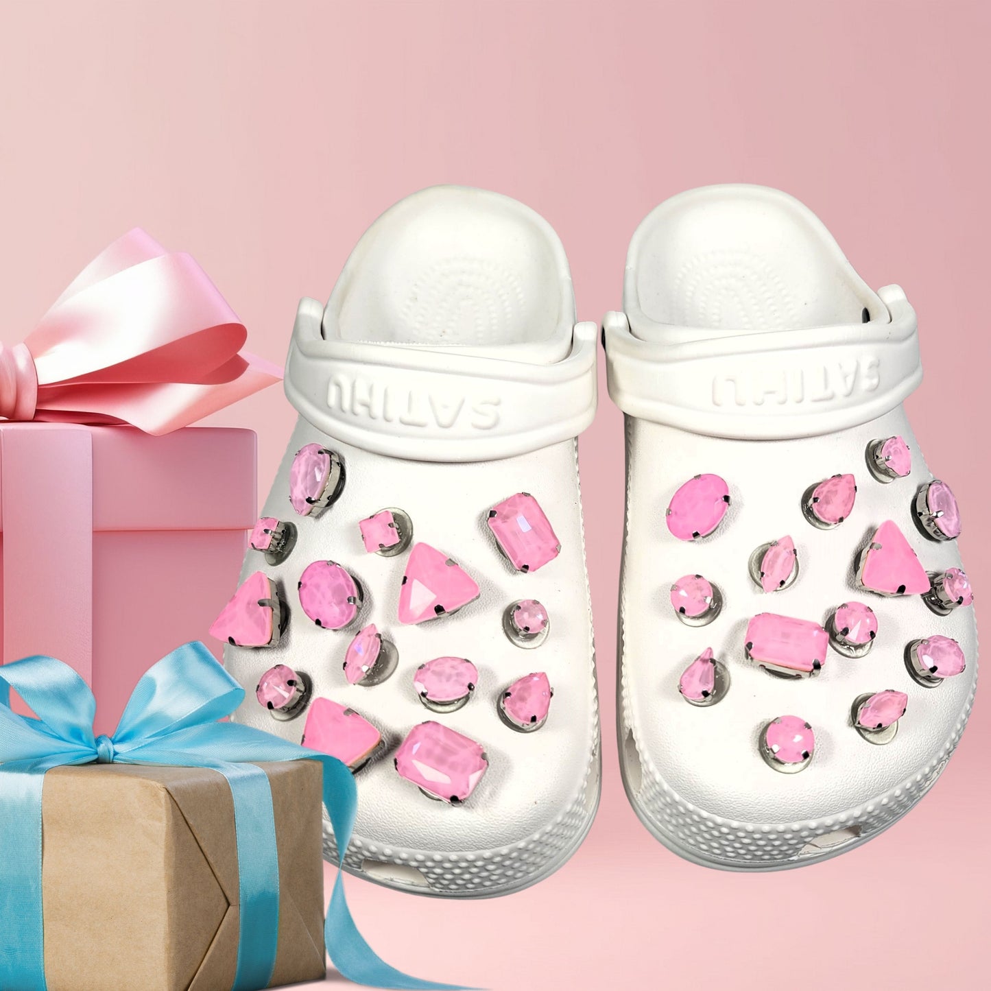 Crocs Charms Light Pink Jelly Rhinestones