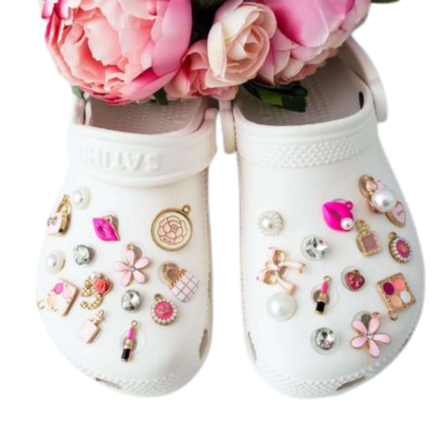 Crocs Charms Luxury Pink Lipstick Fashion Bling Design (25 Piece Set)