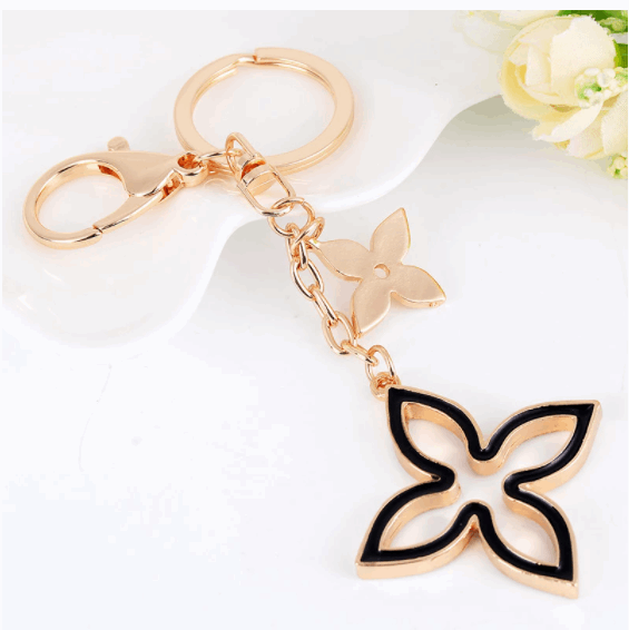Fashion Bling Glam Luxury Metal Rhinestone Flower Design Keychain