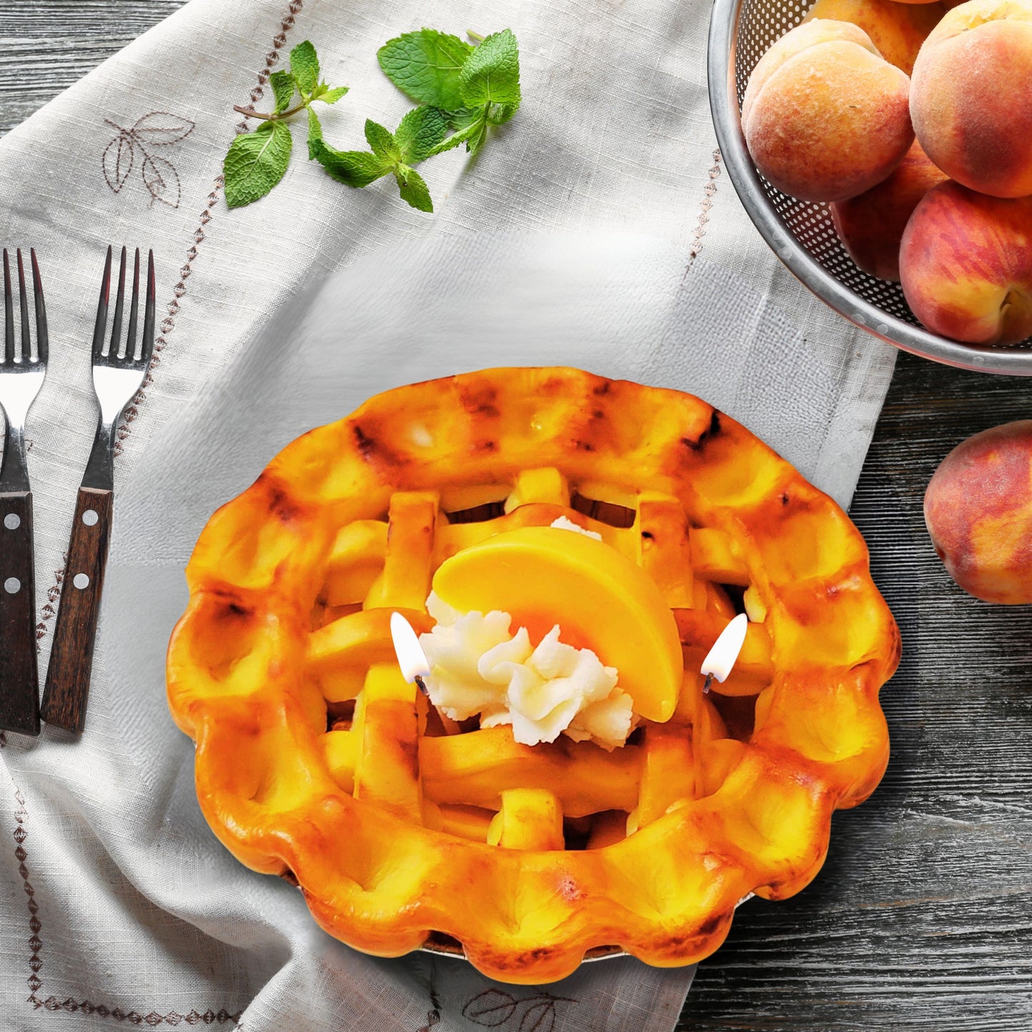 Cafe Delights Homestyle Peach Pie Scented Soy Wax Candle