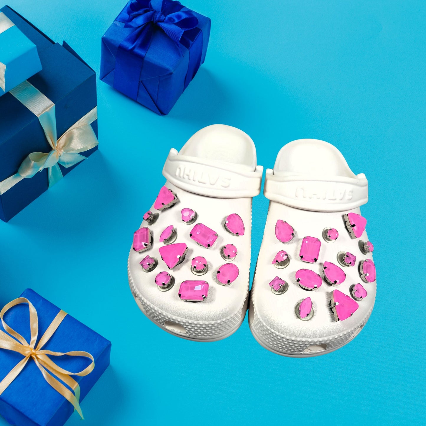 Crocs Charms Hot Pink Jelly Rhinestones