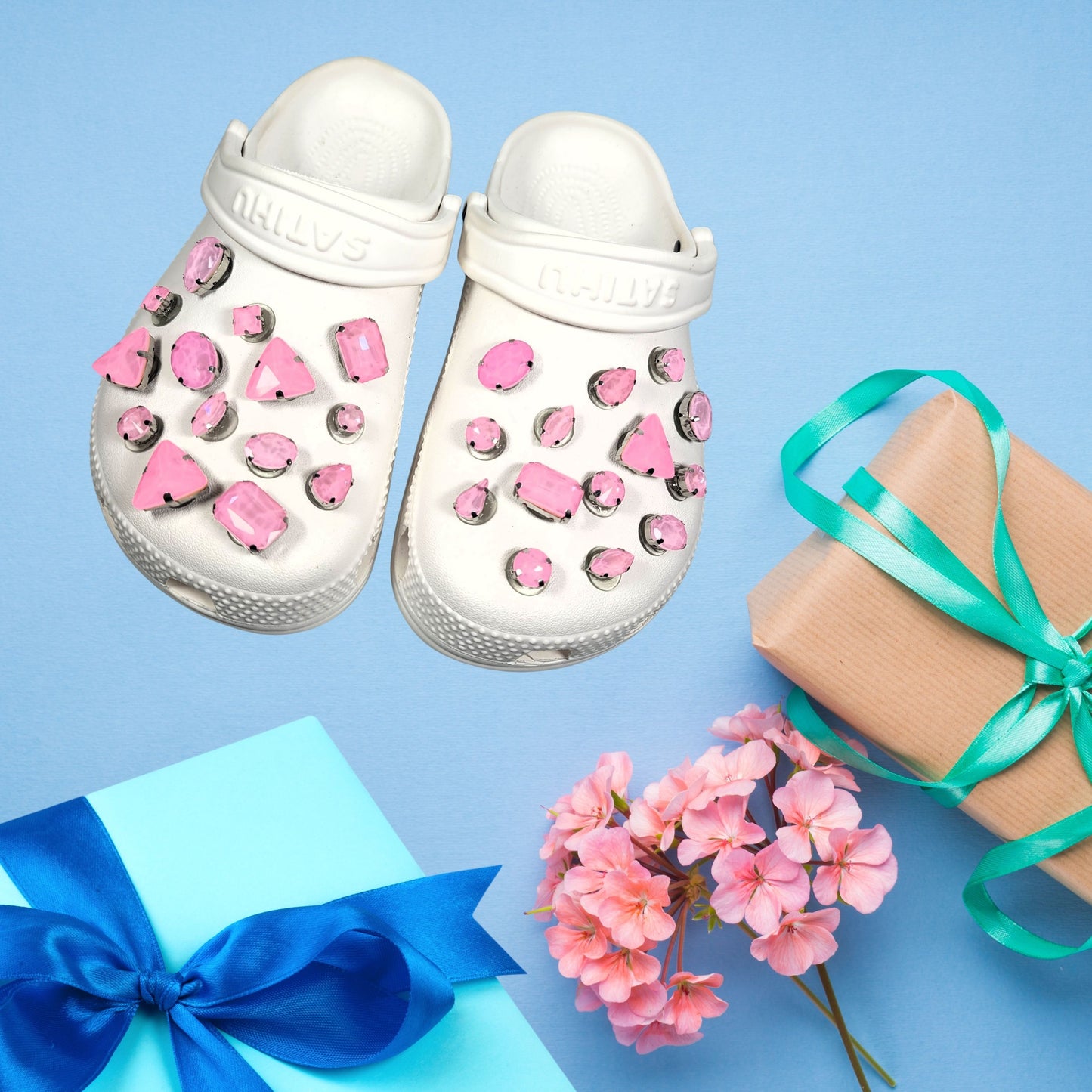 Crocs Charms Light Pink Jelly Rhinestones