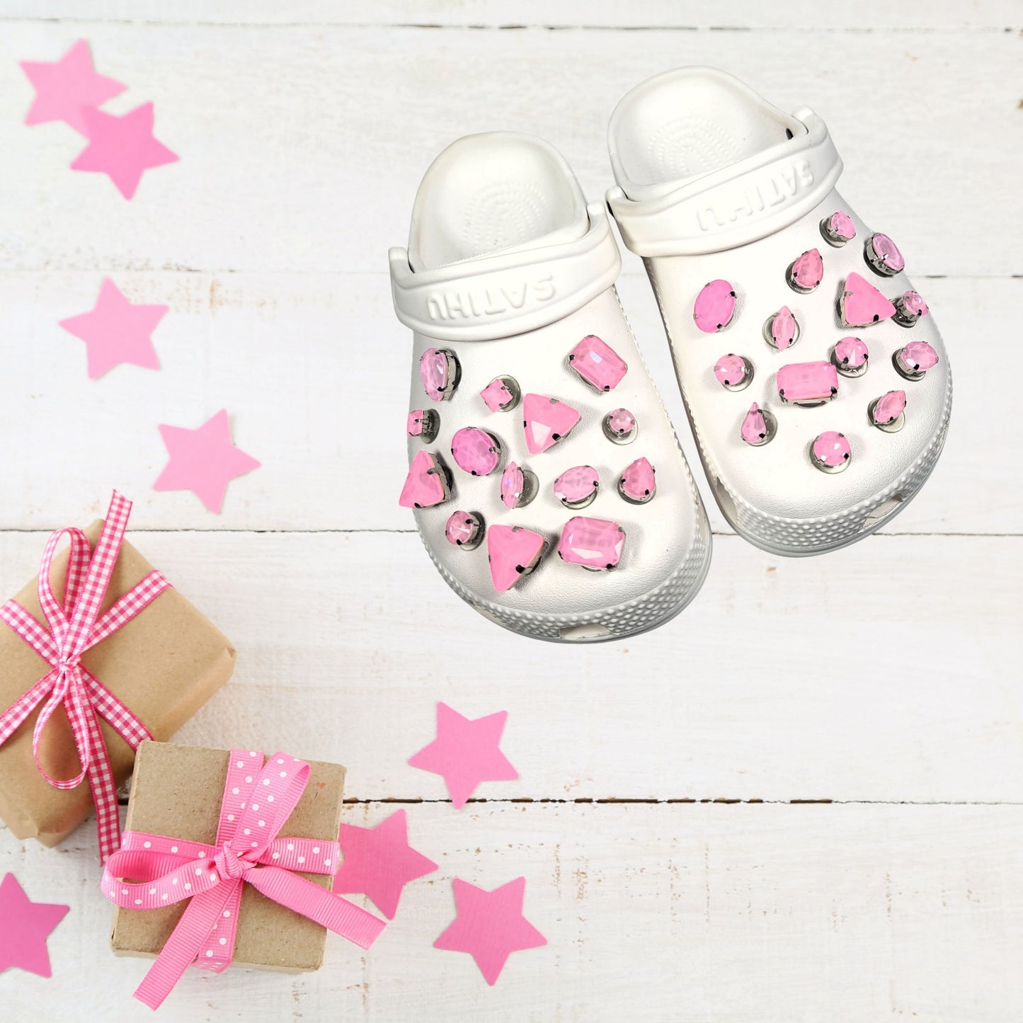 Crocs Charms Light Pink Jelly Rhinestones