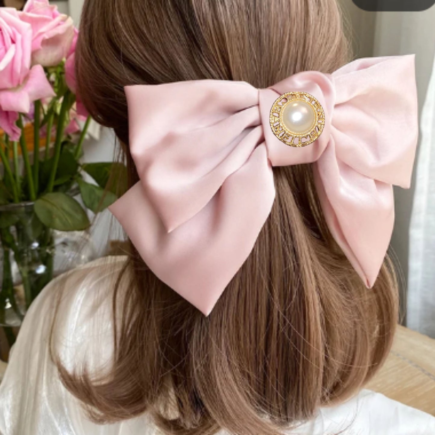 Luxury Reworked Button Satin Hair Bow