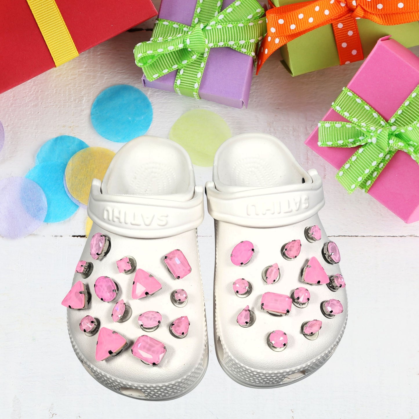 Crocs Charms Light Pink Jelly Rhinestones