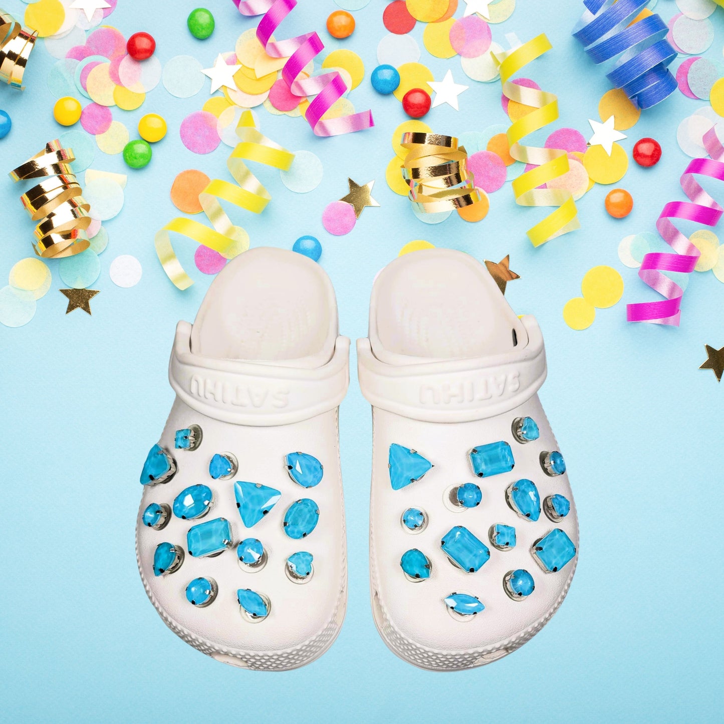 Crocs Charms Baby Blue Jelly Rhinestones