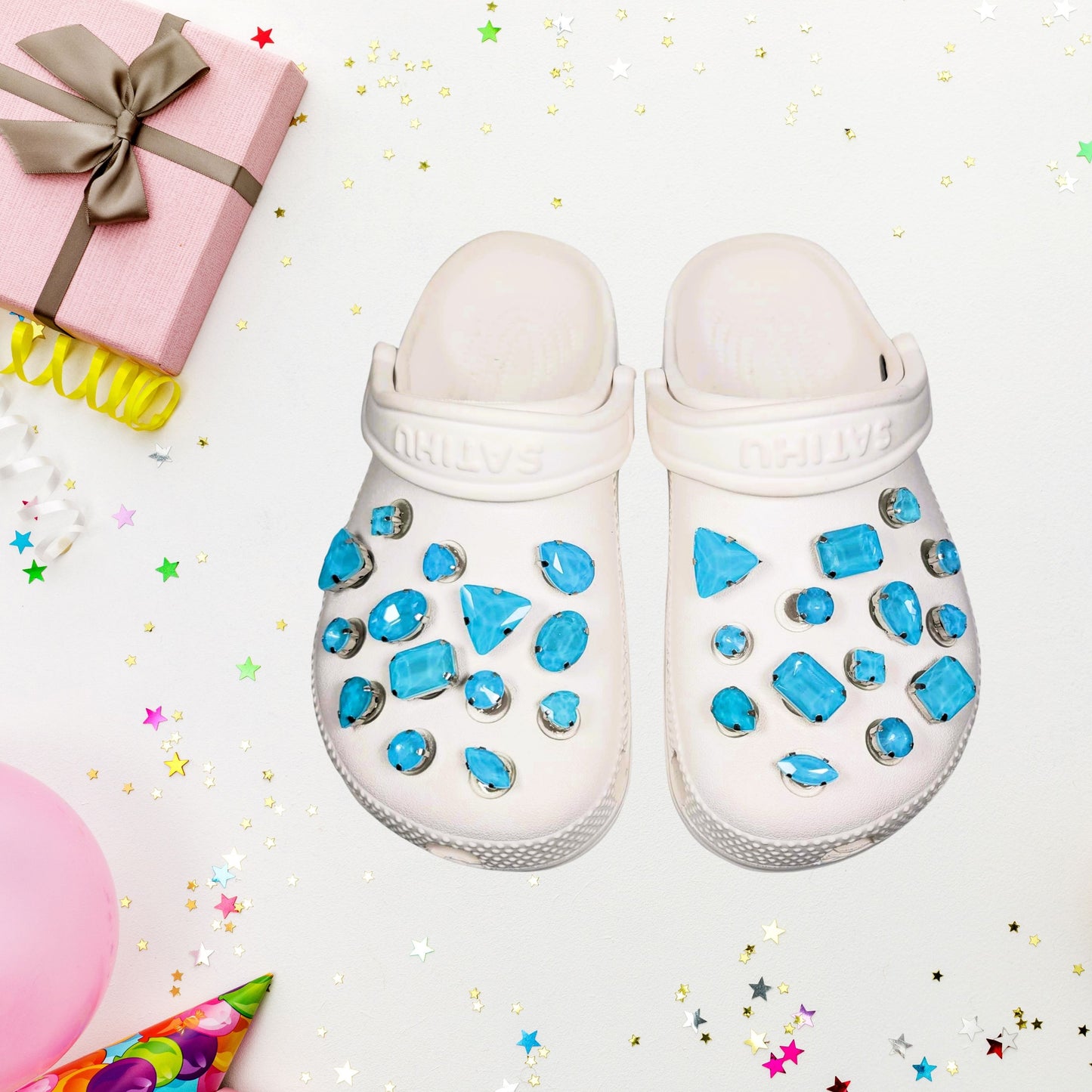 Crocs Charms Baby Blue Jelly Rhinestones