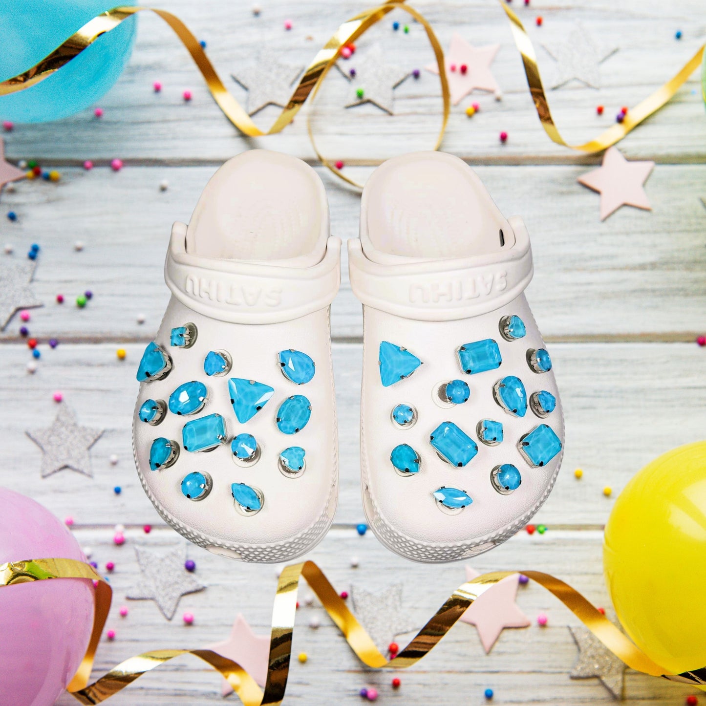 Crocs Charms Baby Blue Jelly Rhinestones