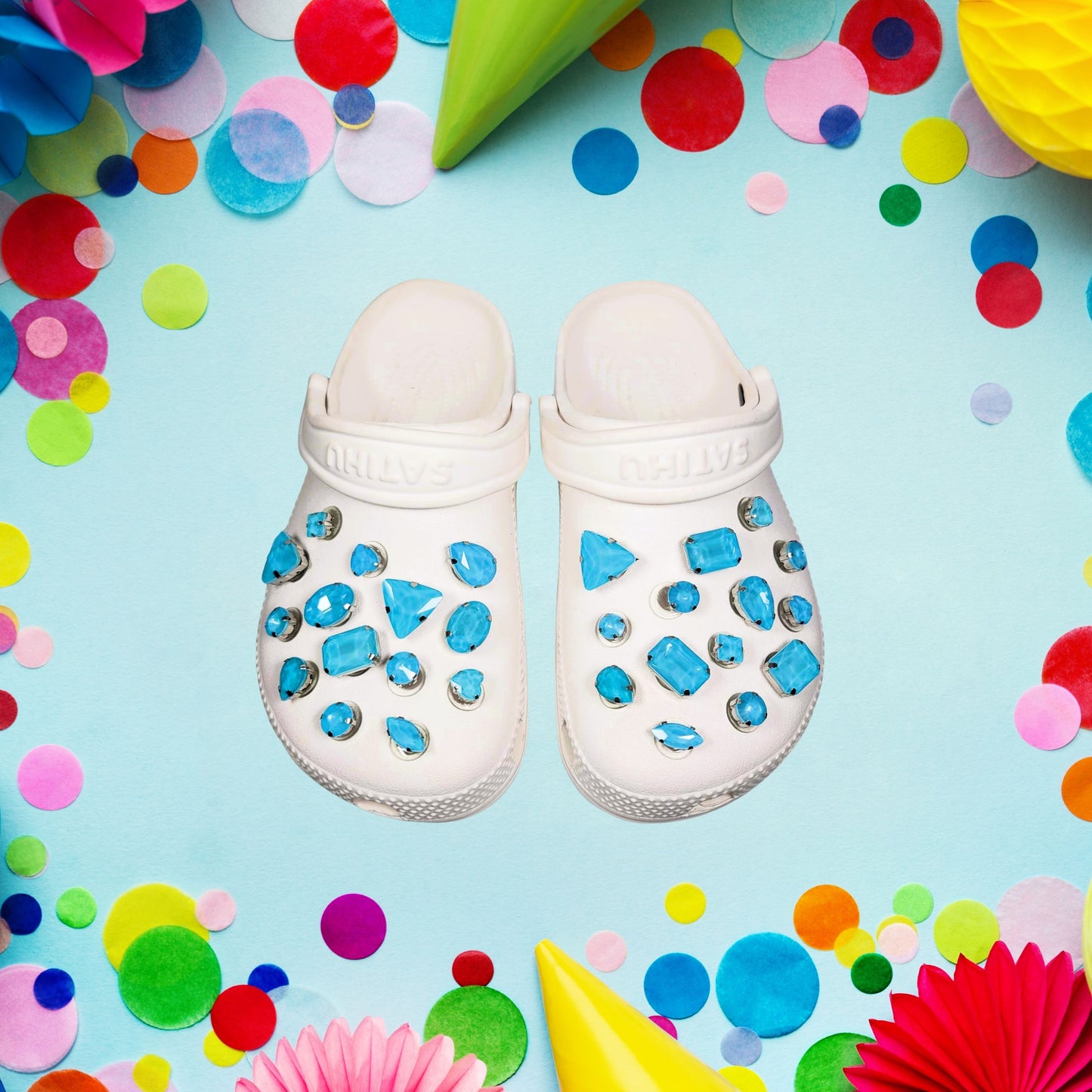 Crocs Charms Baby Blue Jelly Rhinestones