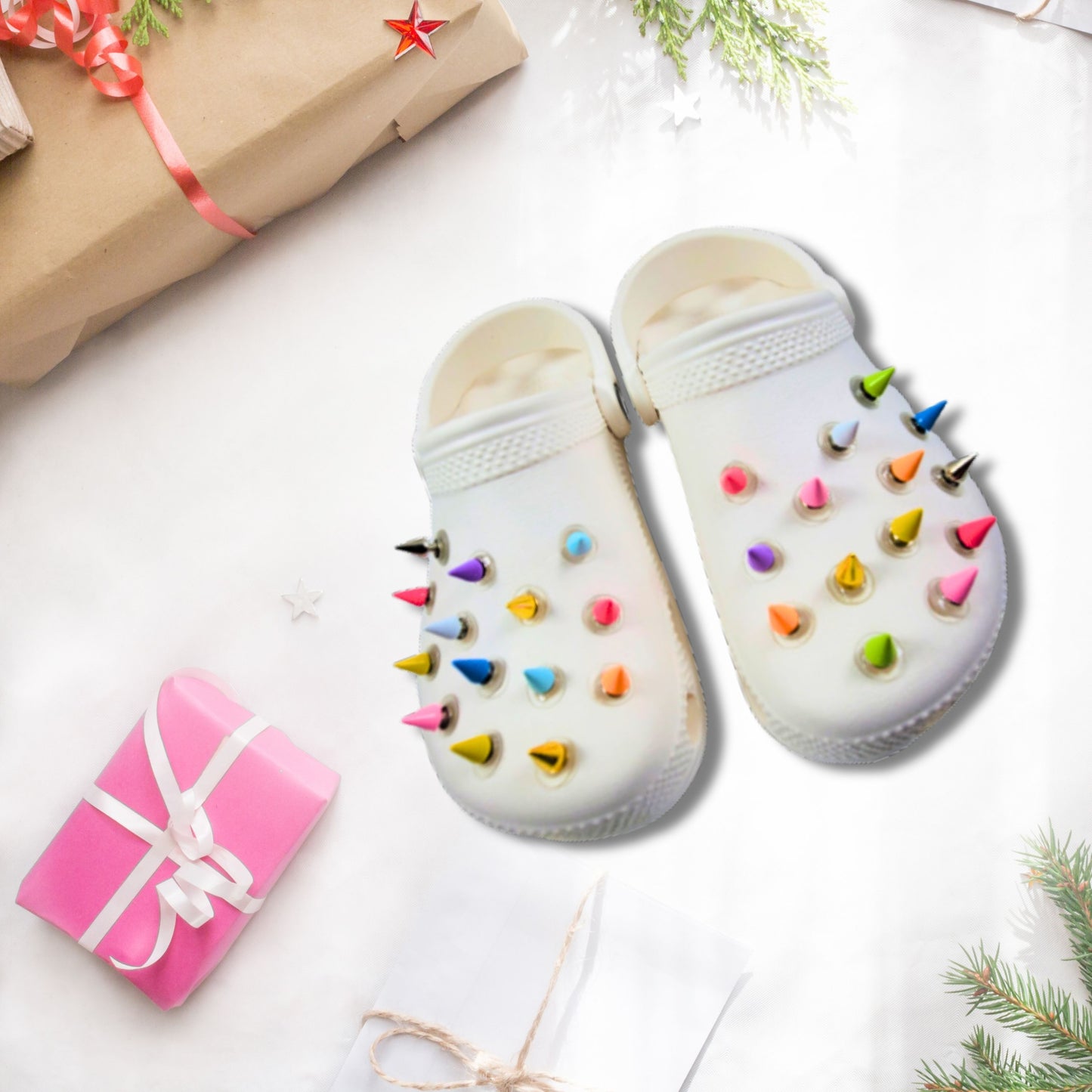 Luxury Rainbow Metal Spike Shoe Charms