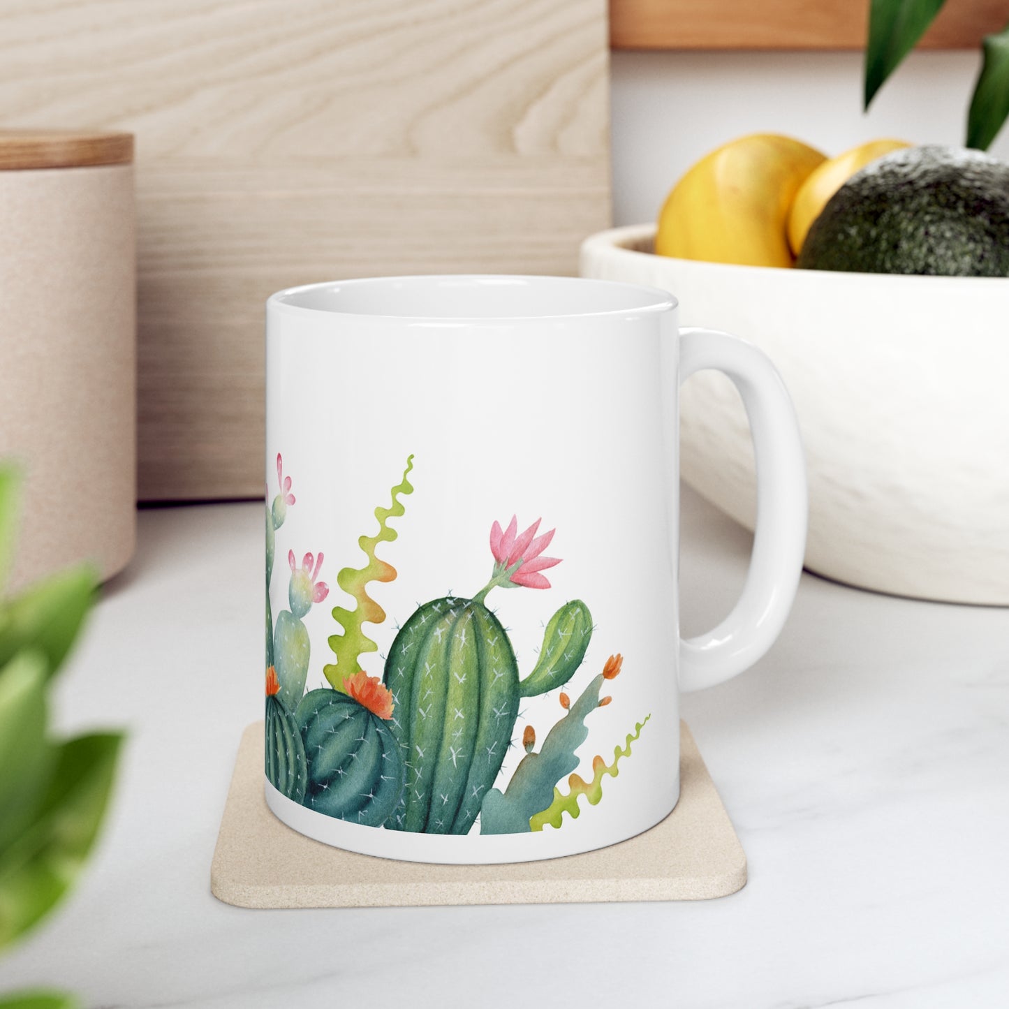Introducing the Perfect 11oz Ceramic Mug with Cactus Print
