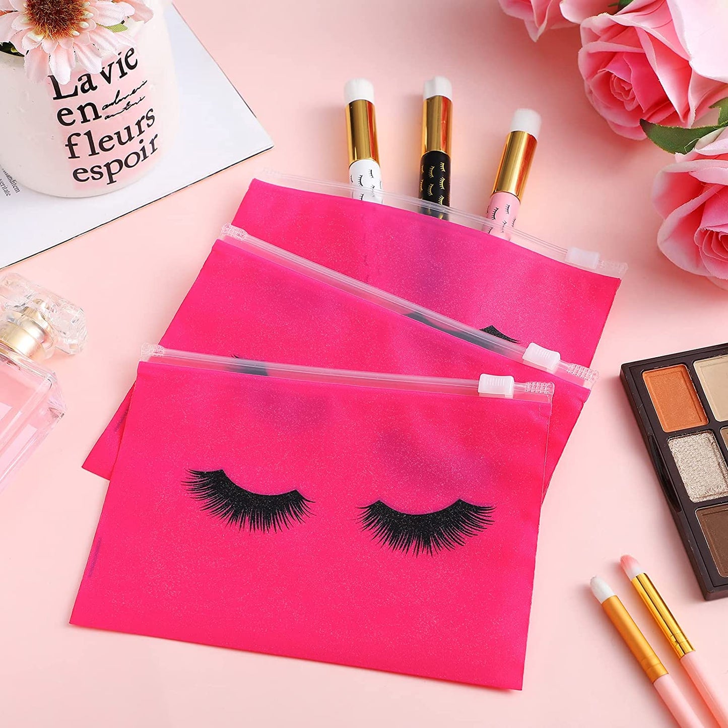 Hot Pink Lash Kit Eyelashes Makeup Bag