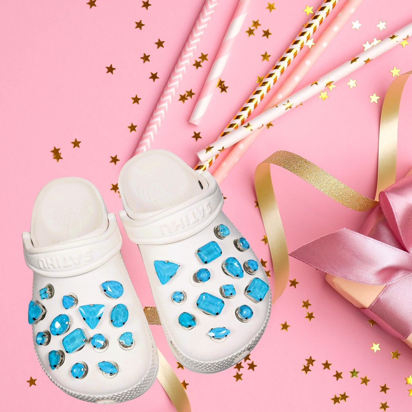 Crocs Charms Baby Blue Jelly Rhinestones