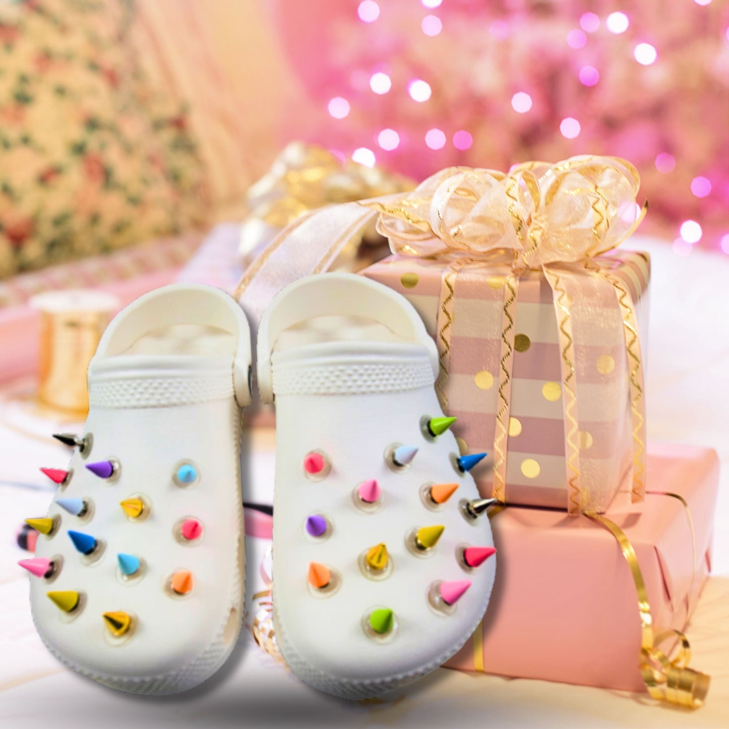 Luxury Rainbow Metal Spike Shoe Charms