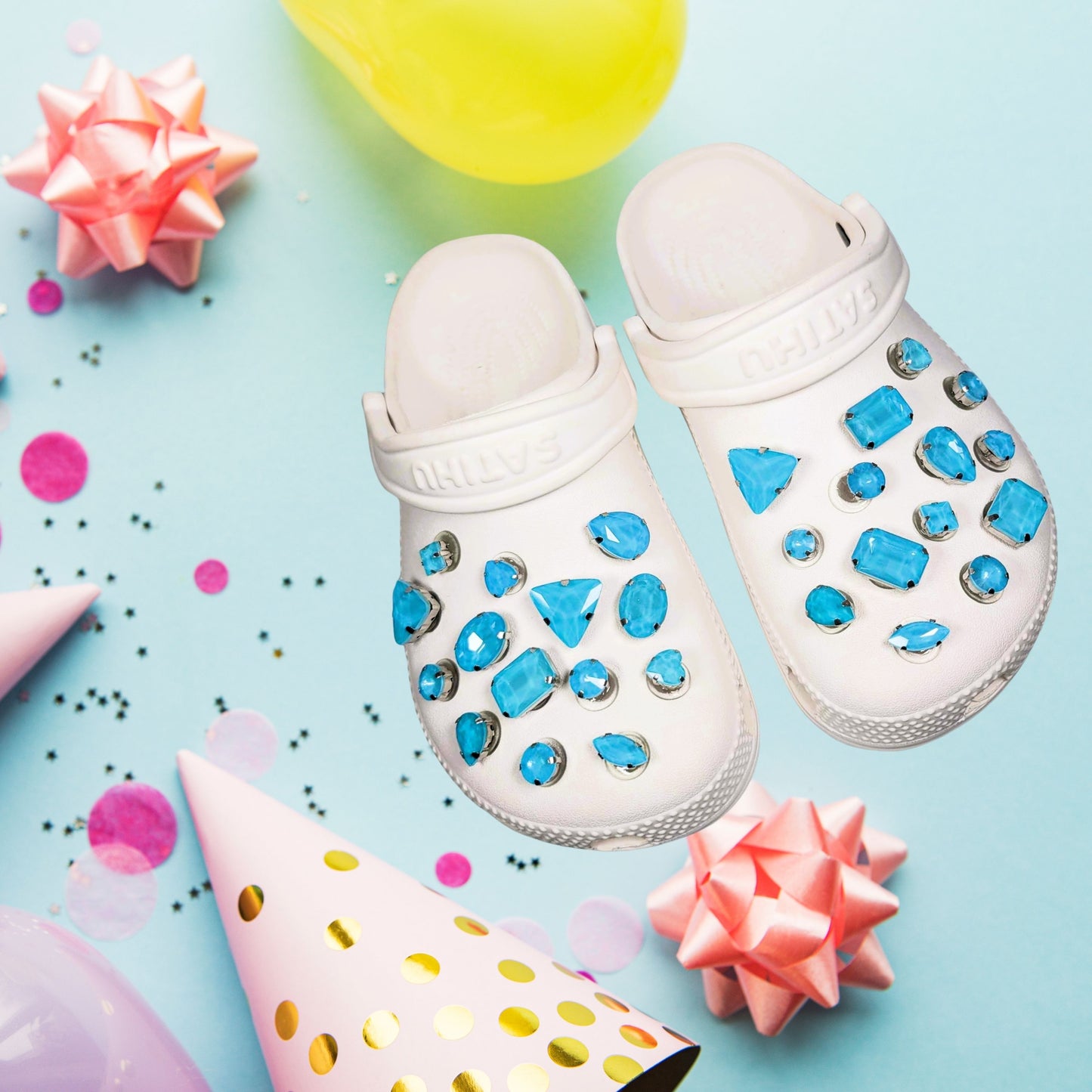 Crocs Charms Baby Blue Jelly Rhinestones