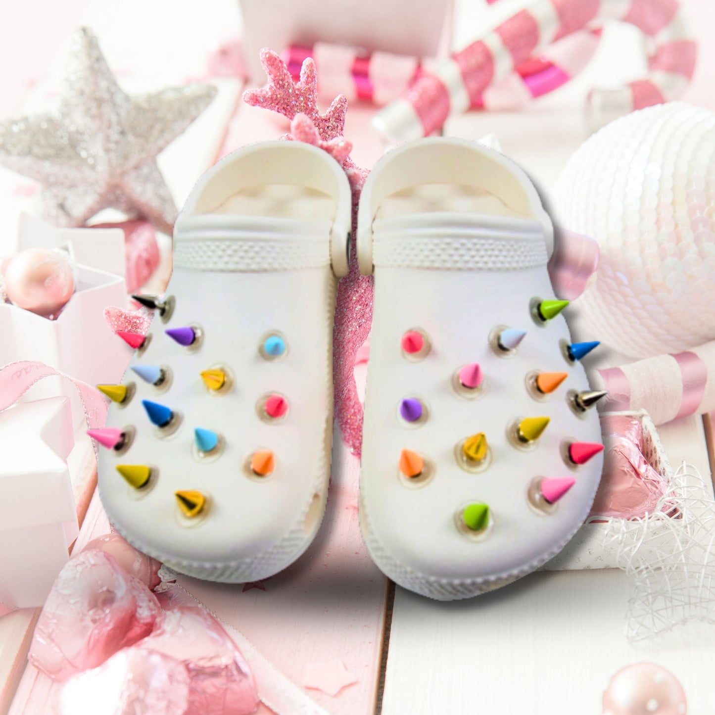 Luxury Rainbow Metal Spike Shoe Charms