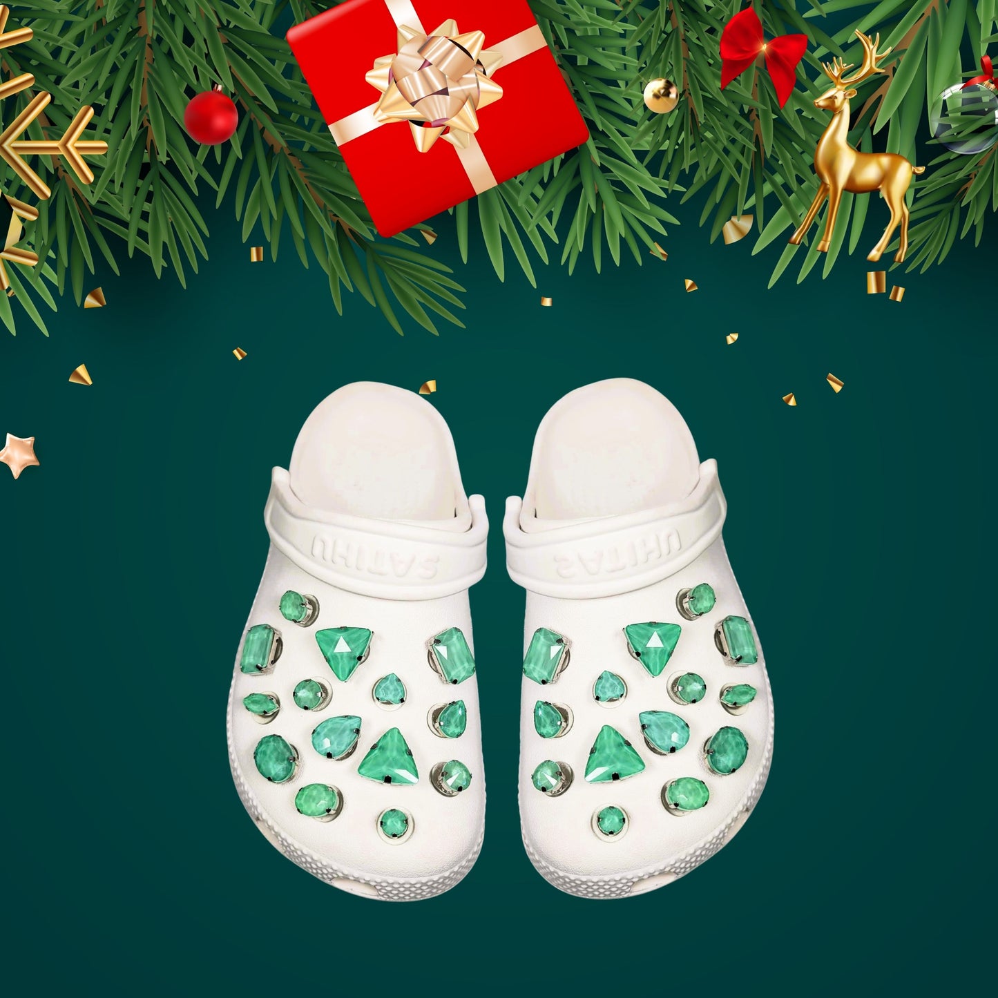 Crocs Charms Light Green Jelly Rhinestones