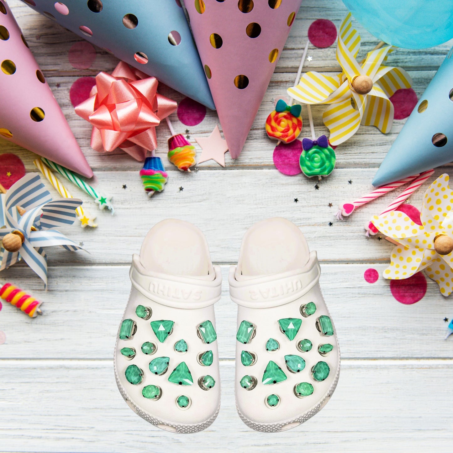 Crocs Charms Light Green Jelly Rhinestones
