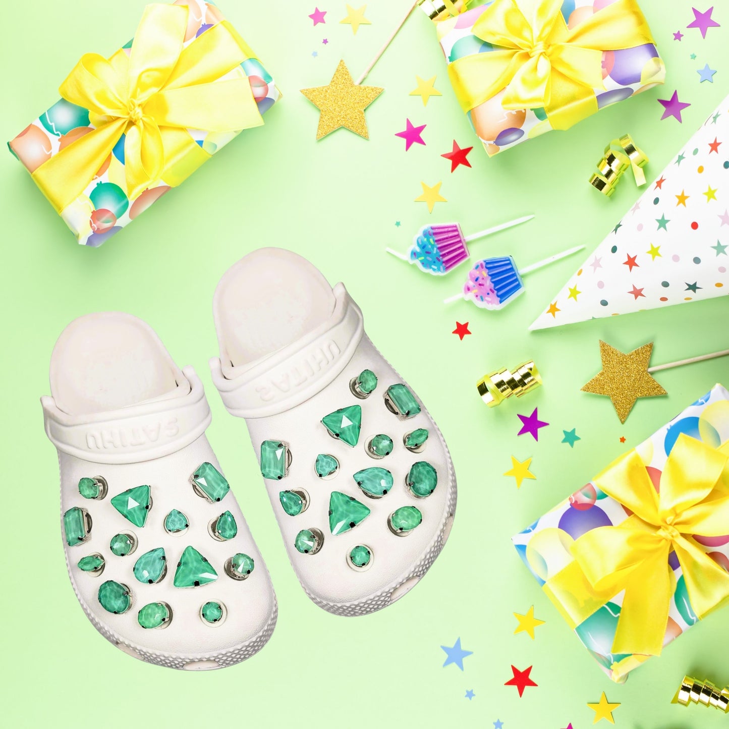 Crocs Charms Light Green Jelly Rhinestones