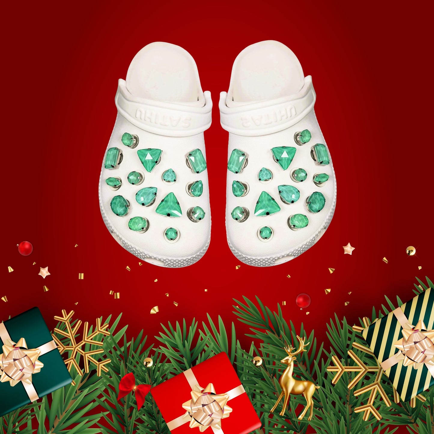 Crocs Charms Light Green Jelly Rhinestones