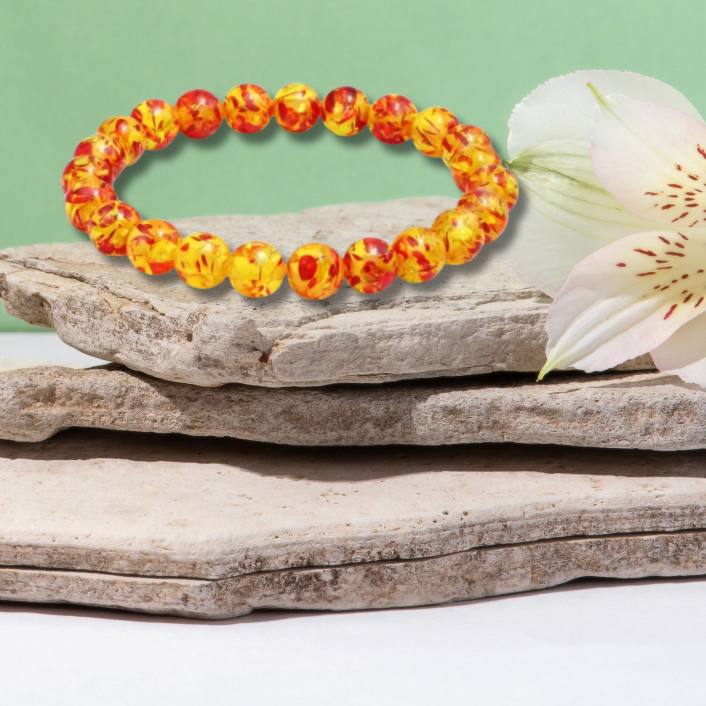 Yellow Orange Amber Fashion Stretch Bracelet